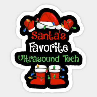 Santa's Favorite Ultrasound Tech Funny Christmas Pajamas Sticker